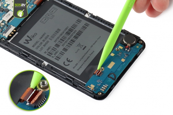 Guide photos remplacement carte de gestion inférieure + vibreur Wiko Harry (Etape 11 - image 3)