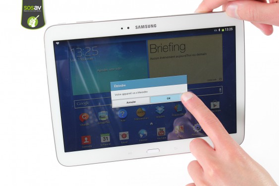 Guide photos remplacement haut-parleur droit / prise jack / antenne wifi Galaxy Tab 3 10.1 (Etape 1 - image 3)