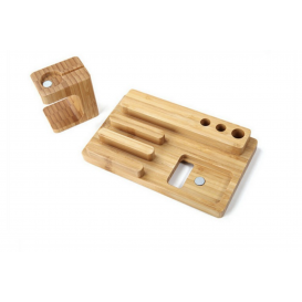 Dock 4 en 1 bois Apple Watch, iPhone, iPad et bic