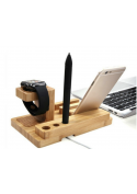 Dock 4 en 1 bois Apple Watch, iPhone, iPad et bic