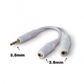 Câble Adaptateur Diviseur Audio Mini Jack 3.5mm 1 à 2 blanc pour iPhone iPod MacManiack Accessoires - SOSav.fr