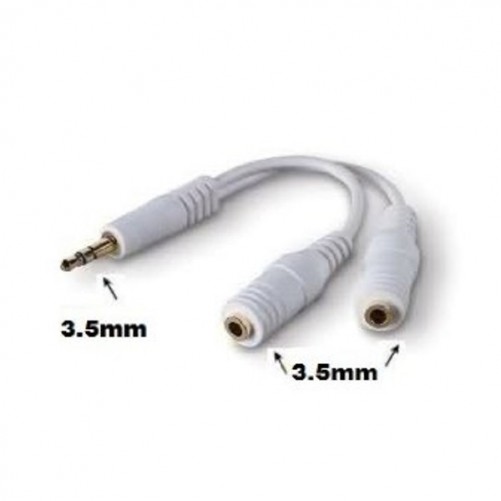 Câble Adaptateur Diviseur Audio Mini Jack 3.5mm 1 à 2 blanc pour iPhone iPod MacManiack Accessoires - SOSav.fr