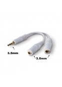 Câble Adaptateur Diviseur Audio Mini Jack 3.5mm 1 à 2 blanc pour iPhone iPod MacManiack Accessoires - SOSav.fr