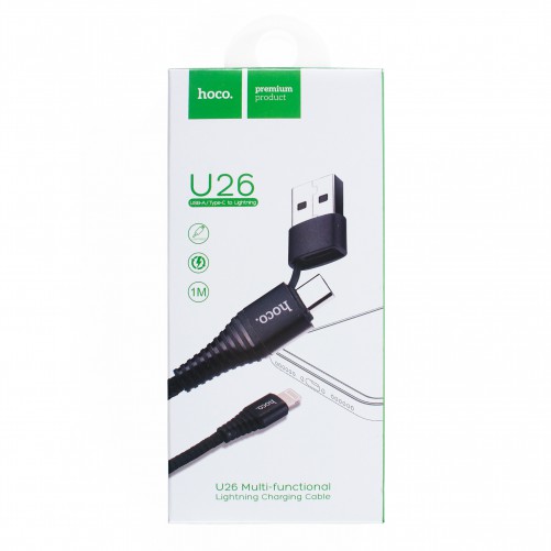 Câble lightning vers USB-C / USB - Noir