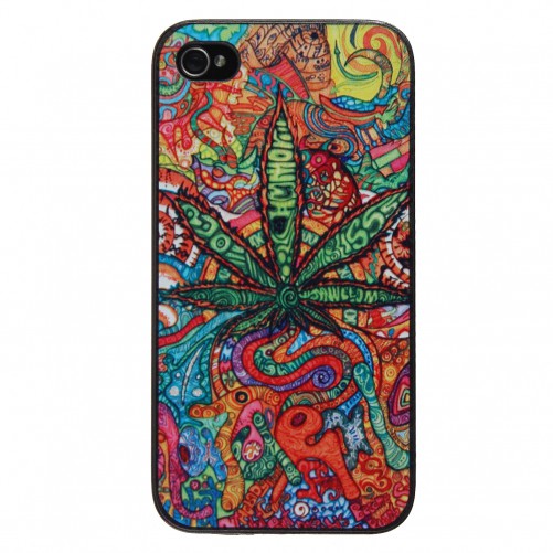 Coque colorée feuille de cannabis pour iPhone 4 4S