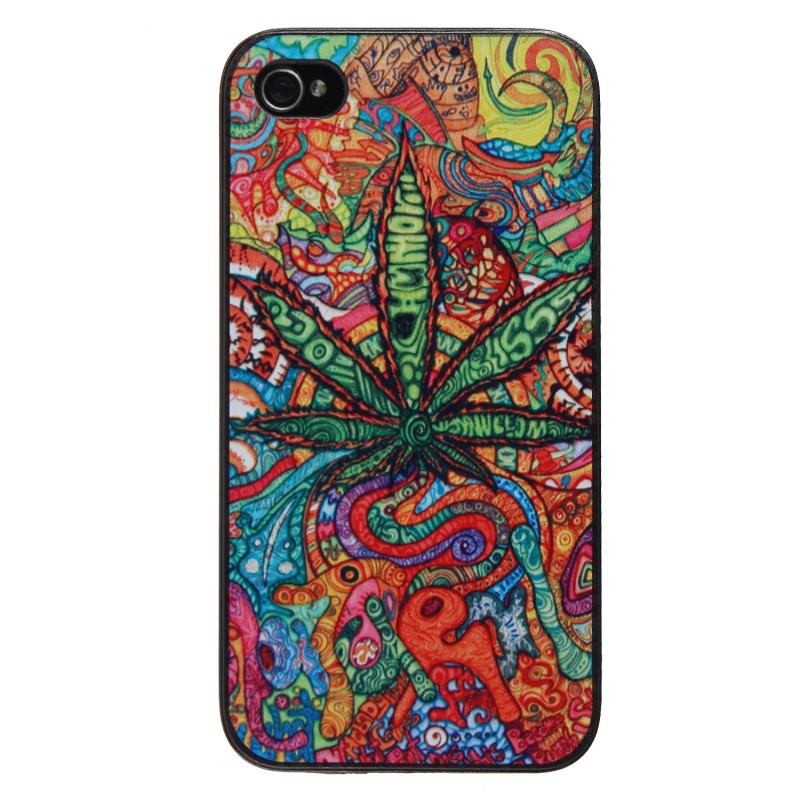 Coque colorée feuille de cannabis pour iPhone 4 4S