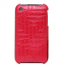 Coque housse simili cuir gaufré iPhone 3G 3GS Rouge