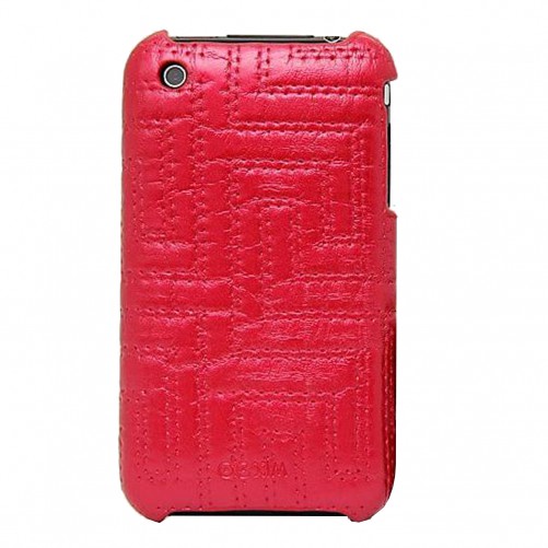 Coque housse simili cuir gaufré iPhone 3G 3GS Rouge