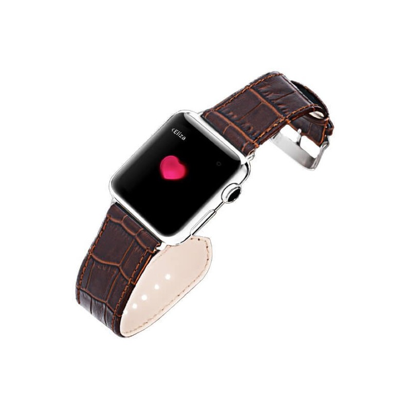 Bracelet cuir crocodile brun iSmile pour Apple Watch 38mm & 40mm