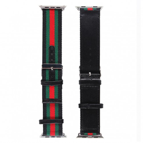 Bracelet Nylon Tressé + cuir Apple Watch 44mm & 42mm