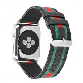 Bracelet Nylon Tressé + cuir Apple Watch 38mm & 40mm