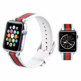 Bracelet Nylon Tressé + cuir Apple Watch 38mm & 40mm