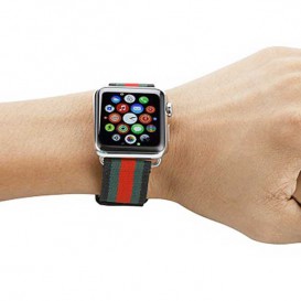 Bracelet Nylon Tressé + cuir Apple Watch 38mm & 40mm