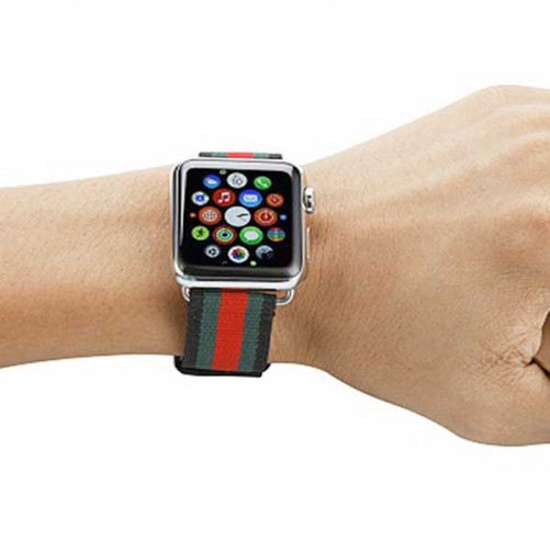 Bracelet Nylon Tressé + cuir Apple Watch 38mm & 40mm