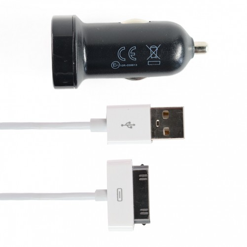 Pack de 2 en 1 (cable +chargeur voiture)  IPhone 3G 3GS 4 4S Blanc