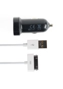 Pack de 2 en 1 (cable +chargeur voiture)  IPhone 3G 3GS 4 4S Blanc