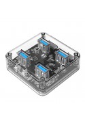 Hub 4 USB 3.0 Transparent (Modèle Carré)