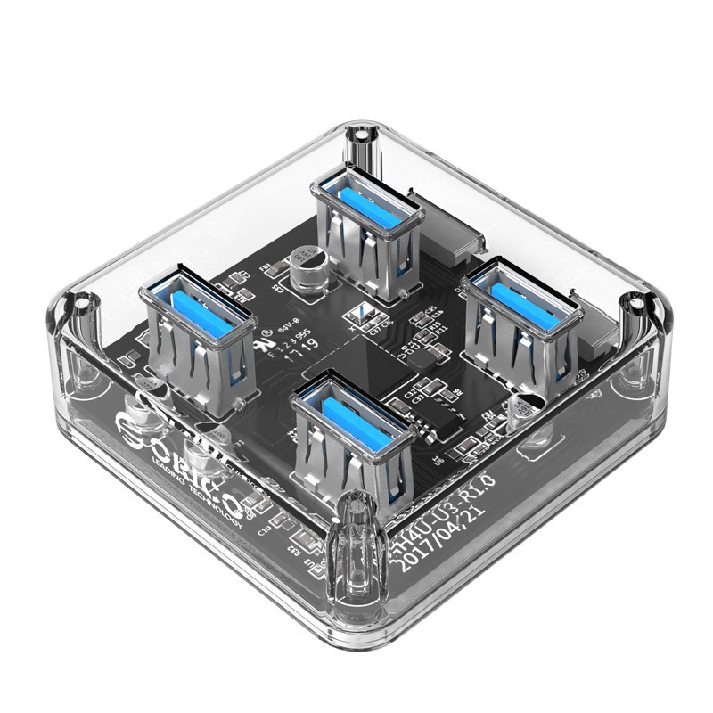 Hub 4 USB 3.0 Transparent (Modèle Carré)
