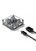 Hub 4 USB 3.0 Transparent (Modèle Carré)