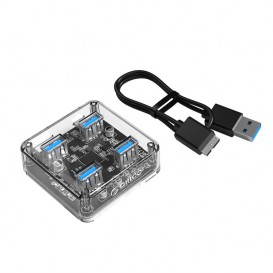 Hub 4 USB 3.0 Transparent (Modèle Carré)