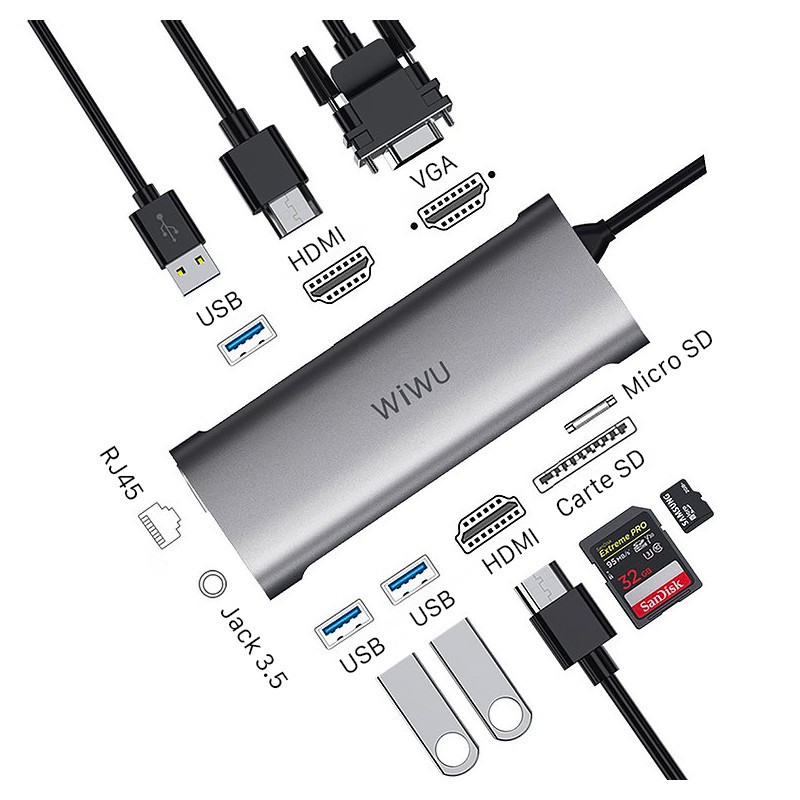 Hub USB-C MacBook / MacBook Pro / Air (Alpha 11 en 1)