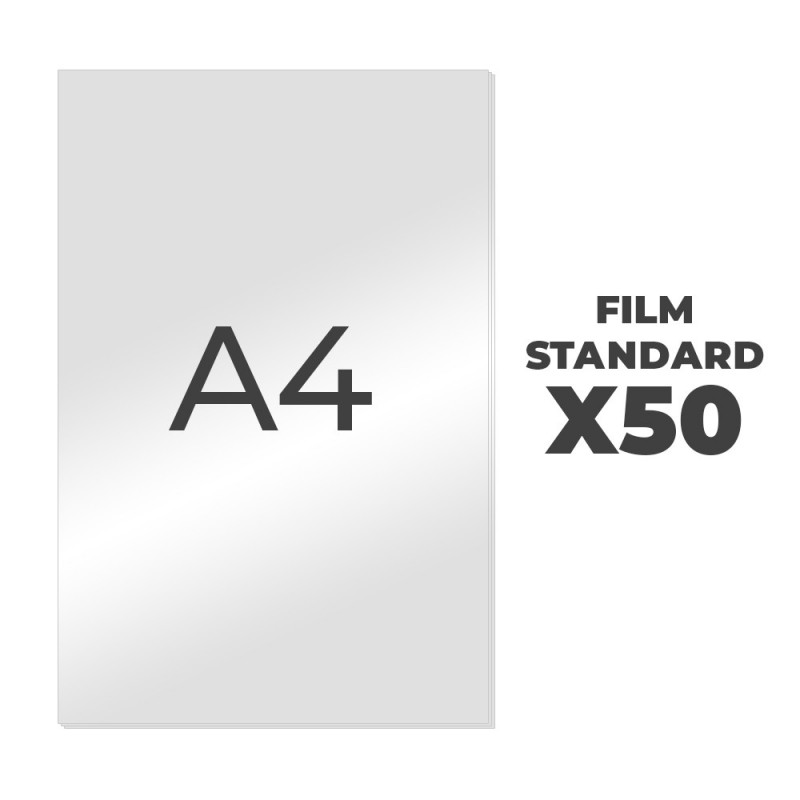 Film standard transparent A4 (Lot de 50 à découper) - Tablette
